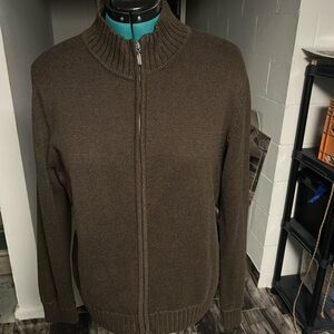 Croft & Barrow womens Zip Up Brown Sweater size xl